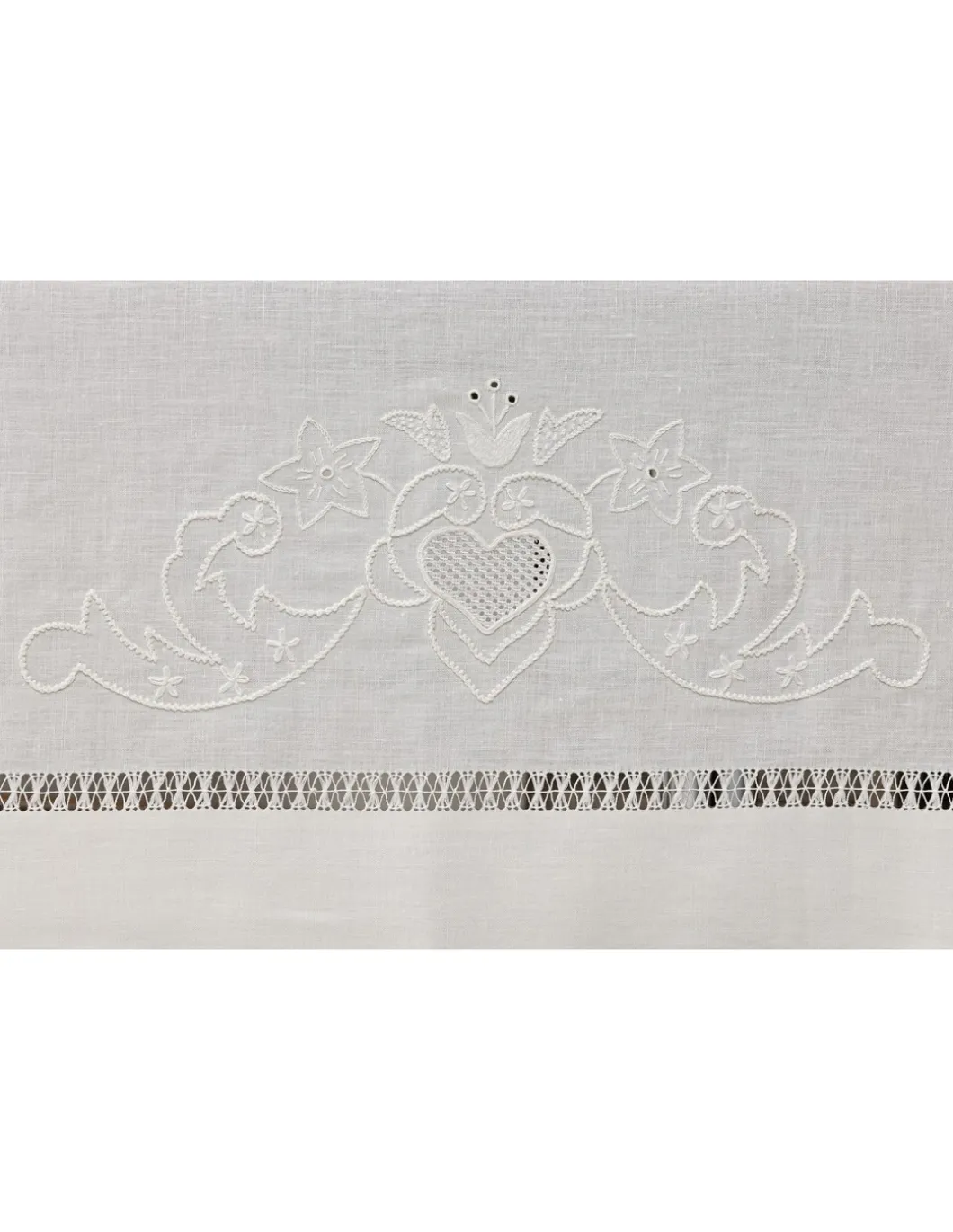 180x350 Toalha de mesa de linho bordada a mão + 12 guardanapos