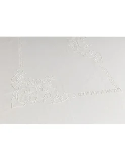 180x350 Toalha de mesa de linho bordada a mão + 12 guardanapos