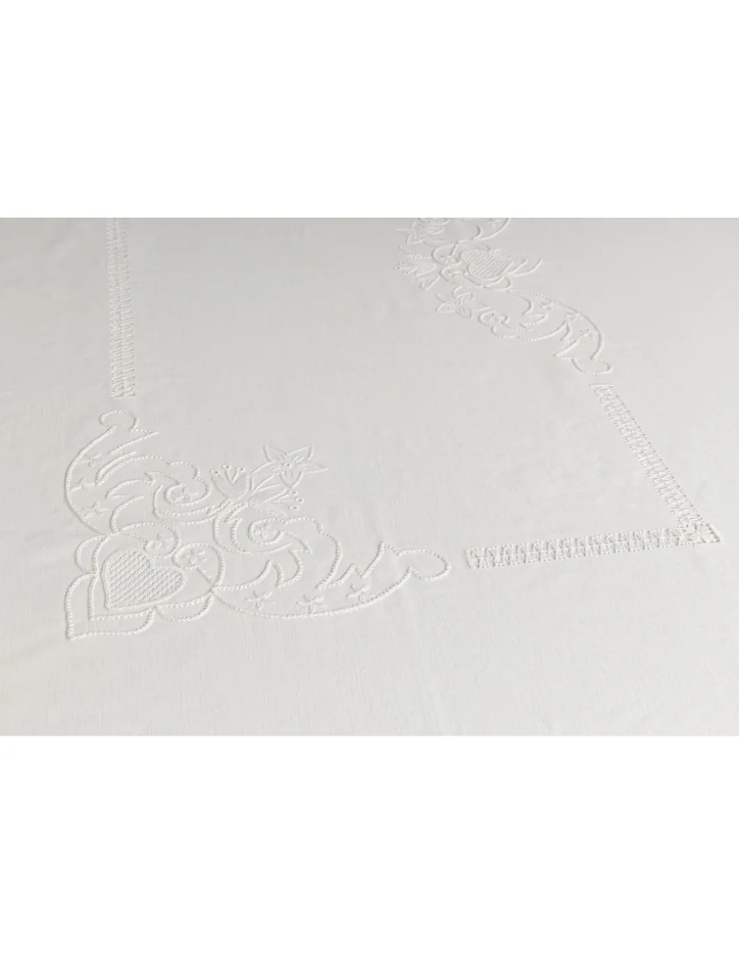 180x350 Toalha de mesa de linho bordada a mão + 12 guardanapos