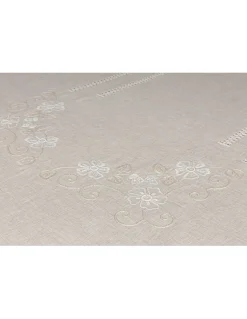 180x350 Toalha de mesa de linho bordada a mão - Bainha da Gracinha